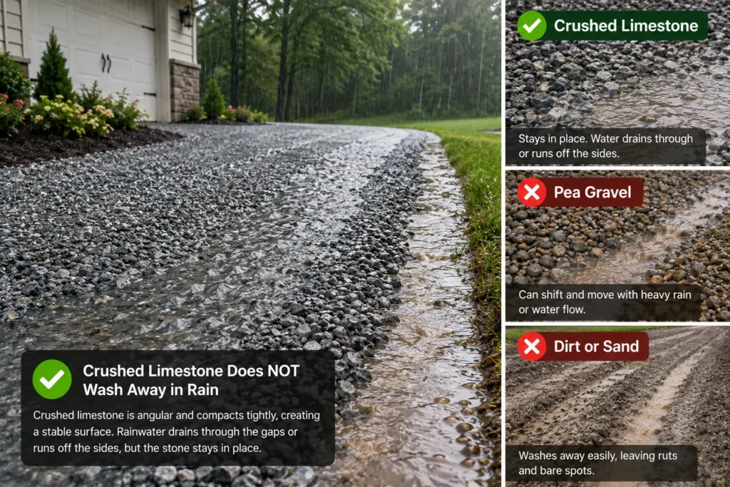 Does Crushed Limestone Wash Away in Rain