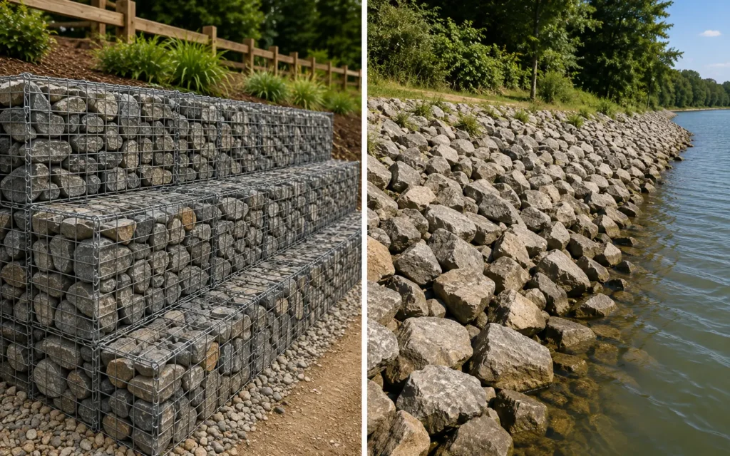 What Is the Difference Between Gabion Rock and Riprap