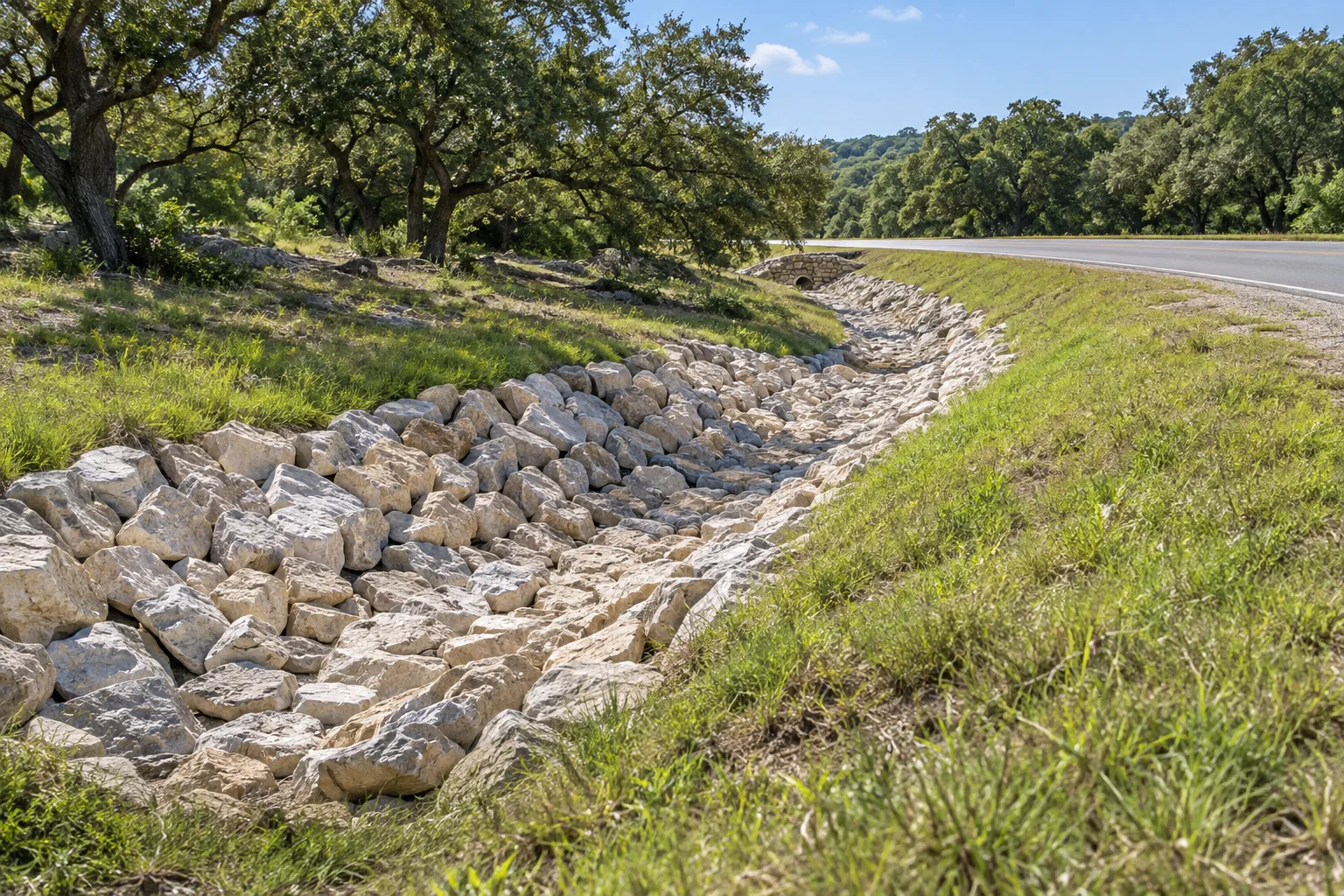 Illustrative drainage & erosion control application in a Central Texas setting
