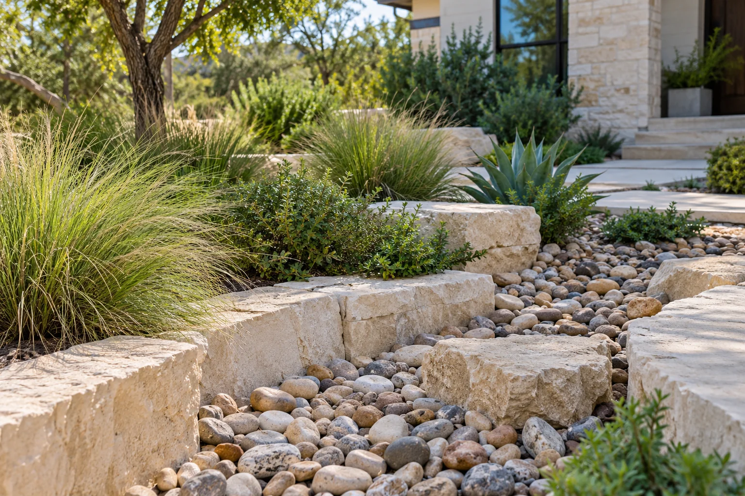 Illustrative landscape beds & outdoor spaces application in a Central Texas setting