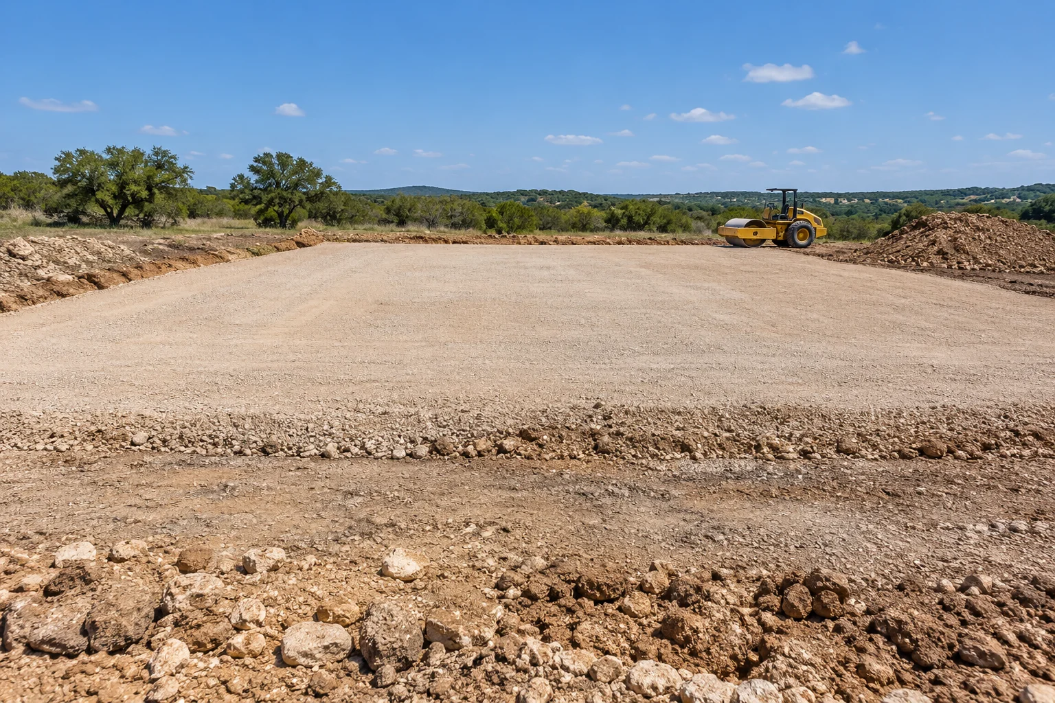 Illustrative building pads & site prep application in a Central Texas setting